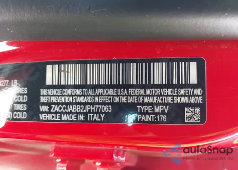 2018 Jeep Renegade Altitude Fwd z USA, uszkodzony, nr VIN ZACCJABB2JPH77063